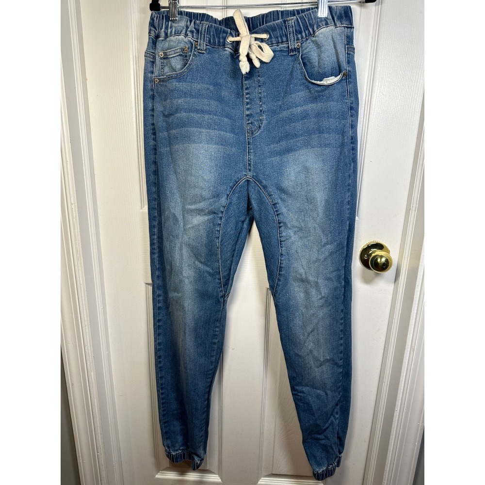 Victorious Denim Men's Joggers Drawstring Waist Casual‎ Pants Comfy Blue L